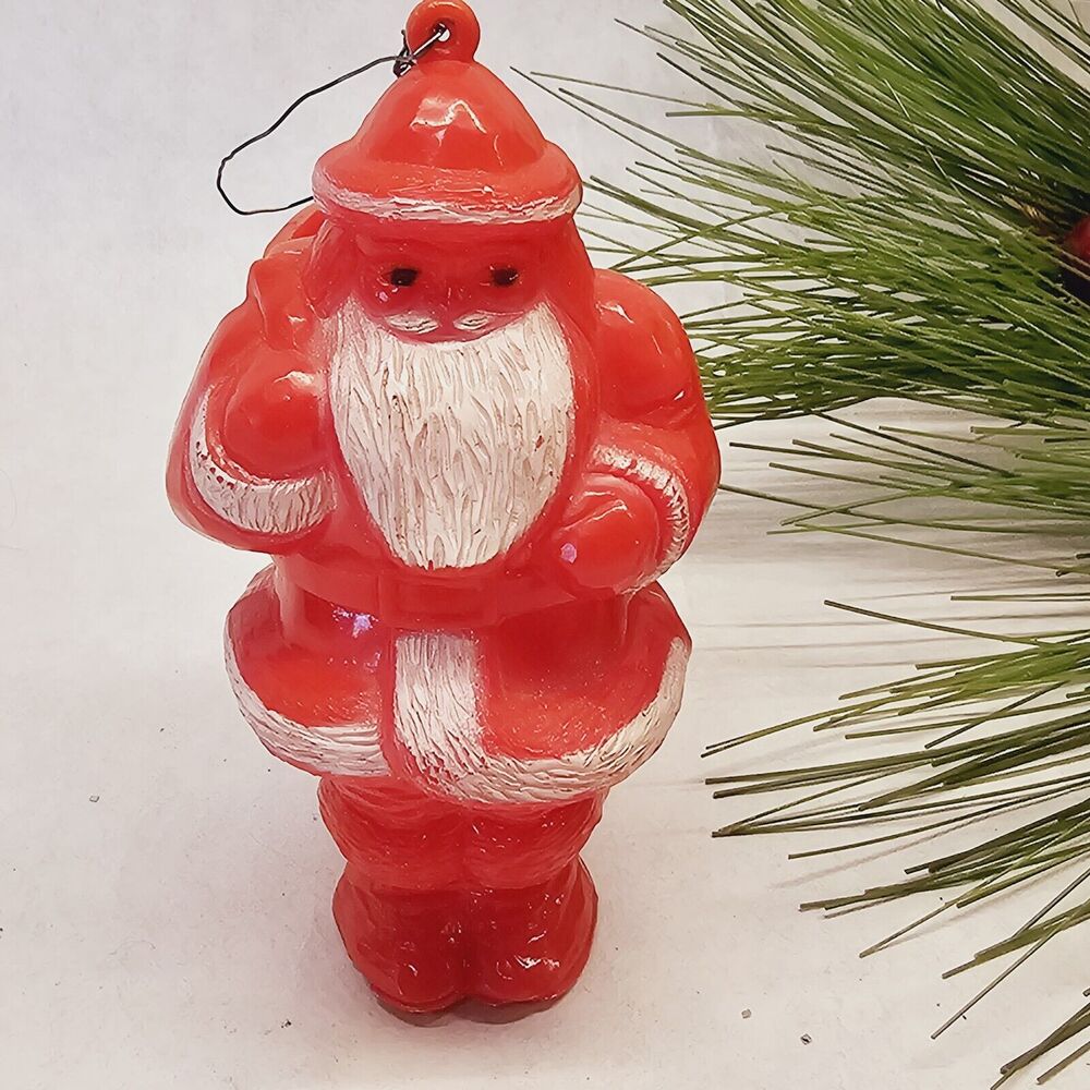 Vintage 1950's Irwin Christmas Santa Claus Candy Container Ornament Hard Plastic